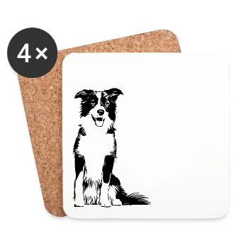 Border Collie / Hunde Design Geschenkidee - Untersetzer (4er-Set) - Weiß - Vorne