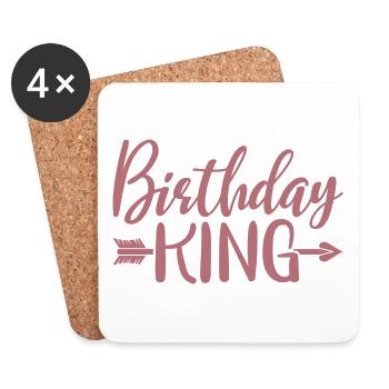 Birthday King - Cooles Geburtstagsparty-Geschenk für Männer - Untersetzer (4er-Set) - Weiß - Vorne