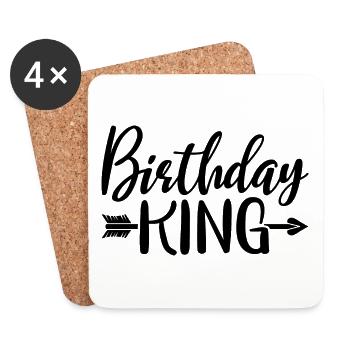 Birthday King - Cooles Geburtstagsparty-Geschenk für Männer - Untersetzer (4er-Set) - Weiß - Vorne