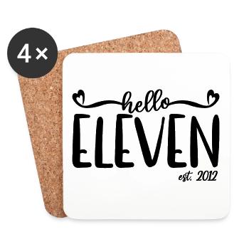 11th Birthday Kids Girls 11 Hello Eleven Est. 2012 - Coasters (set of 4) - white - Front