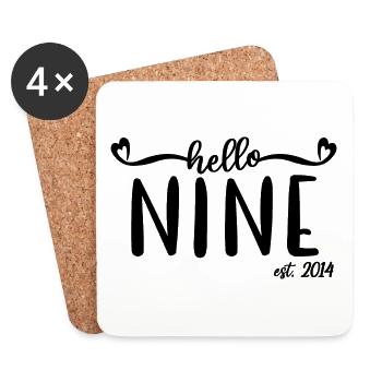 9e anniversaire enfants filles 9 Hello Nine Est. 2014 - Dessous de verre (lot de 4) - blanc - Devant