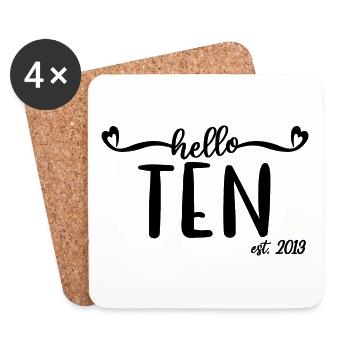 10th Birthday Kids Girls 10 Hello Ten Est. 2013 - Coasters (set of 4) - white - Front