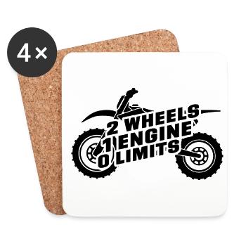 2 Wheels 1 Enginee 0 Limits Dirt Biker Motorcycle - Untersetzer (4er-Set) - Weiß - Vorne