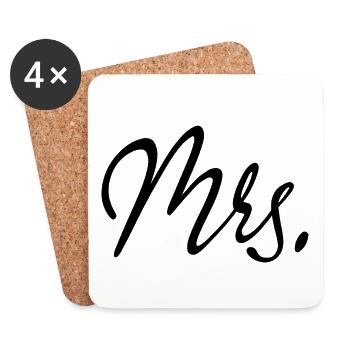 Mme Matching Couple Fiançailles Mariage Lune de miel - Dessous de verre (lot de 4) - blanc - Devant