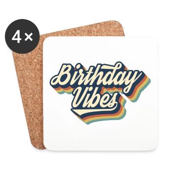 Birthday Vibes Matching Gruppe Geburtstagsparty Geschenk - Untersetzer (4er-Set) - Weiß - Vorne