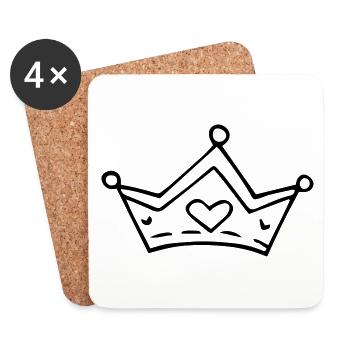 Prinzessin Königin Krönchen Herzkrone - Untersetzer (4er-Set) - Weiß - Vorne
