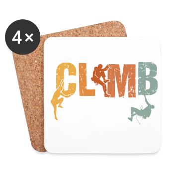 Retro Graphic Climbing Bouldering Rock Climber Mou - Coasters (set of 4) - white - Front