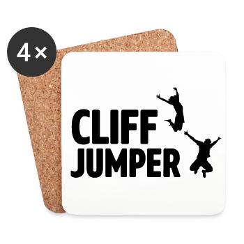 Retro Graphic Cliff Diver Cliff Diving Tombstoning - Coasters (set of 4) - white - Front