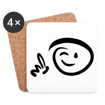Le visage fait un clin d’œil pointant du doigt quelque chose - Dessous de verre (lot de 4) - blanc - Devant