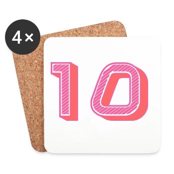 10. 10 YEARS. 10th ANNIVERSARY. 10 YEAR ANNIVERSARY. - Coasters (set of 4) - white - Front