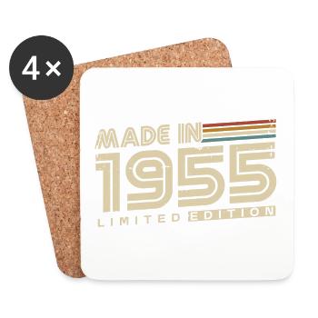 Jahrgang 1955 geboren Retro Vintage Geburtstag - Untersetzer (4er-Set) - Weiß - Vorne