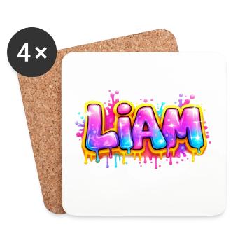 LIAM GRAFFITI NAME FÜR PERFEKTES GESCHENK DRUCKBAR - Untersetzer (4er-Set) - Weiß - Vorne