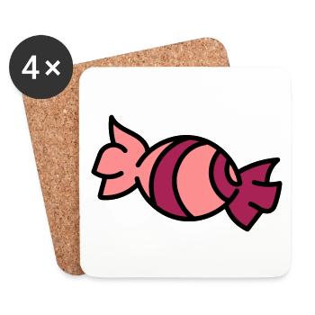 Buntes Bonbon Lutschbonbon - Candy Süßigkeiten - Untersetzer (4er-Set) - Weiß - Vorne