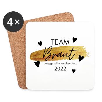 Team Braut - Junggesellinnenabschied 2022 - Untersetzer (4er-Set) - Weiß - Vorne