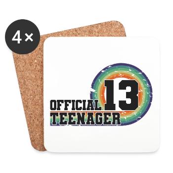 Adolescent officiel 13, cadeau cool 13e anniversaire - Dessous de verre (lot de 4) - blanc - Devant