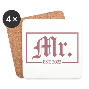 2023 Fiançailles pour la fête de mariage du marié - Dessous de verre (lot de 4) - blanc - Devant
