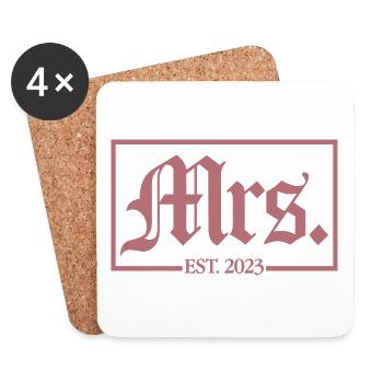 Mme Est. 2023 Fiançailles Mariage Douche nuptiale - Dessous de verre (lot de 4) - blanc - Devant