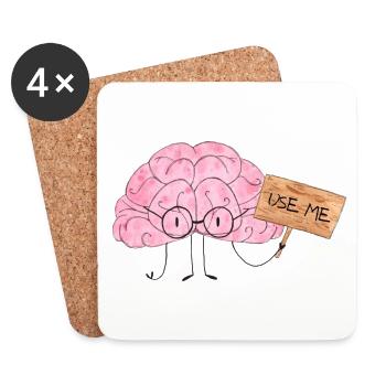 Use your Brain - Dessous de verre (lot de 4) - blanc - Devant