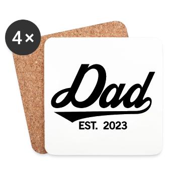 Papa est. 2023, Papa en devenir, Annonce de grossesse - Dessous de verre (lot de 4) - blanc - Devant