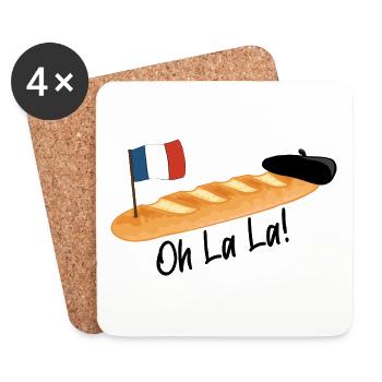 Baguette - Oh La La French - Coasters (set of 4) - white - Front