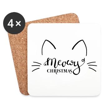 Miaou de Noël - Dessous de verre (lot de 4) - blanc - Devant