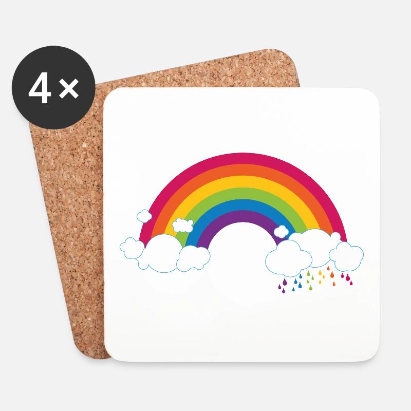 Regenbogen mit Wolke - Untersetzer (4er-Set) - Weiß
