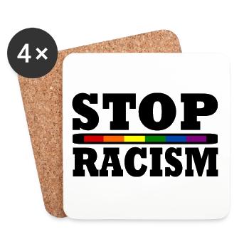 Stop racisme - Dessous de verre (lot de 4) - blanc - Devant