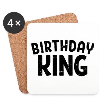 Birthday King - Cooles Geburtstagsparty-Geschenk für Männer - Untersetzer (4er-Set) - Weiß - Vorne