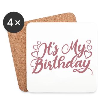 Es ist mein Geburtstag süßes Geburtstagsparty-Geschenk & Outfit - Untersetzer (4er-Set) - Weiß - Vorne