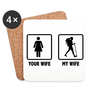 Your Wife My Wife Trekking Hiking Mountaineering N - Untersetzer (4er-Set) - Weiß - Vorne