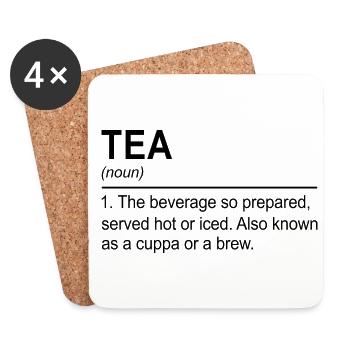 Tea Noun Definition Tea Drinker Cup Of Tea Brewing - Untersetzer (4er-Set) - Weiß - Vorne