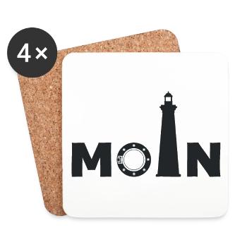 Am Leuchtturm sagt man "Moin" - Untersetzer (4er-Set) - Weiß - Vorne