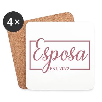Esposa Est. 2022 Verlobung Brautdusche Hochzeit - Untersetzer (4er-Set) - Weiß - Vorne