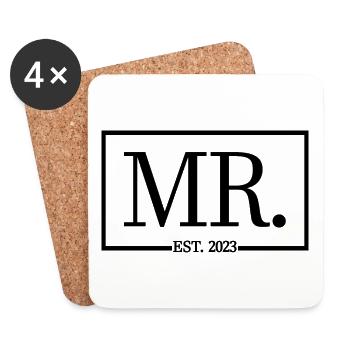 2023 Fiançailles pour la fête de mariage du marié - Dessous de verre (lot de 4) - blanc - Devant