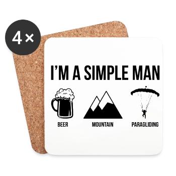 I'm A Simple Man Graphic Parachute Paragliding Sky - Untersetzer (4er-Set) - Weiß - Vorne