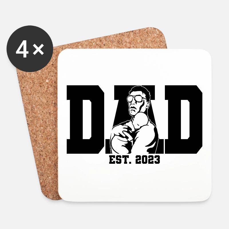 2023, Dad To Be, Schwangerschaftsankündigung - Untersetzer (4er-Set) - Weiß