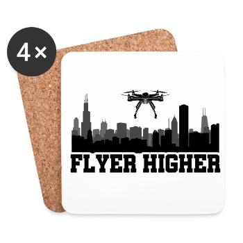 Flyer Higher Drone Flying Quadcopter Pilot RC Dron - Coasters (set of 4) - white - Front