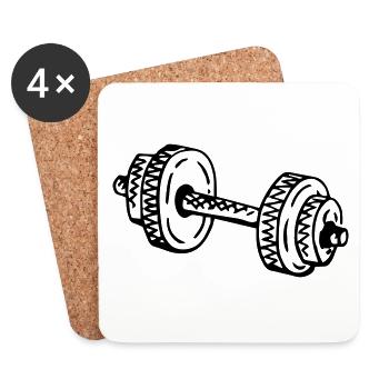 Dumbbell Fitness Strength Training Weightlifting - Coasters (set of 4) - white - Front