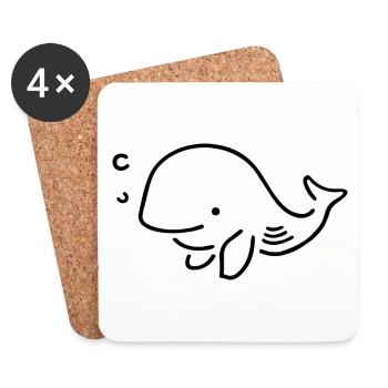WAL FISCH MEER OZEAN UNTERWASSER TIEFSEE TAUCHER - Untersetzer (4er-Set) - Weiß - Vorne