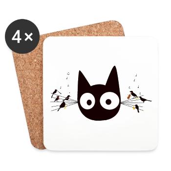 Preto cat - Coasters (set of 4) - white - Front