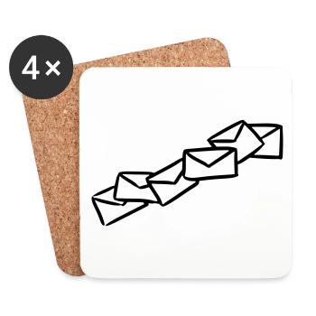 Briefe Nachrichten Sendung message letters - Untersetzer (4er-Set) - Weiß - Vorne