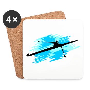 Rowing 1er, One rowing woman - Coasters (set of 4) - white - Front