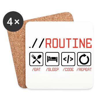 Routine Eat Sleep Code Repeat Software Developer C - Untersetzer (4er-Set) - Weiß - Vorne