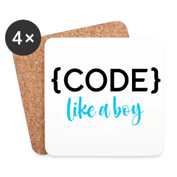 Code Like A Boy Programming Coder Computer Geek Pc - Untersetzer (4er-Set) - Weiß - Vorne