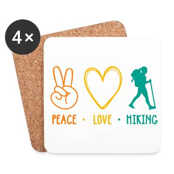 Peace Love Hiking Mountaineering Trekking Outdoor - Untersetzer (4er-Set) - Weiß - Vorne