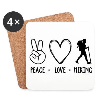 Peace Love Hiking Mountaineering Trekking Outdoor - Untersetzer (4er-Set) - Weiß - Vorne