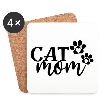 Cat Mom - Cute Paws Cat Lover Maman Propriétaire de chat - Dessous de verre (lot de 4) - blanc - Devant