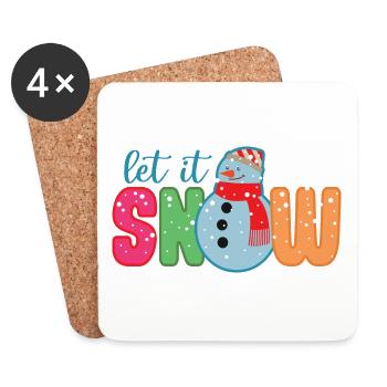 Let It Snow Funny Snowman Winter Christmas Gift - Dessous de verre (lot de 4) - blanc - Devant