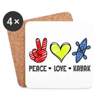 Peace Love Kayak Canoe Kayaking Rower Rowing Paddl - Untersetzer (4er-Set) - Weiß - Vorne