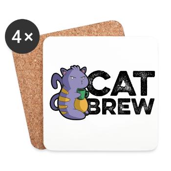 Cat Brew Graphic Homebrewing Winemaking Brewery Cr - Untersetzer (4er-Set) - Weiß - Vorne